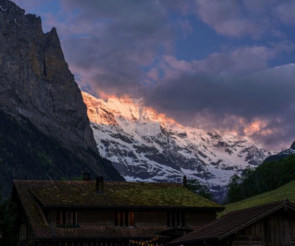 swiss alps sunset