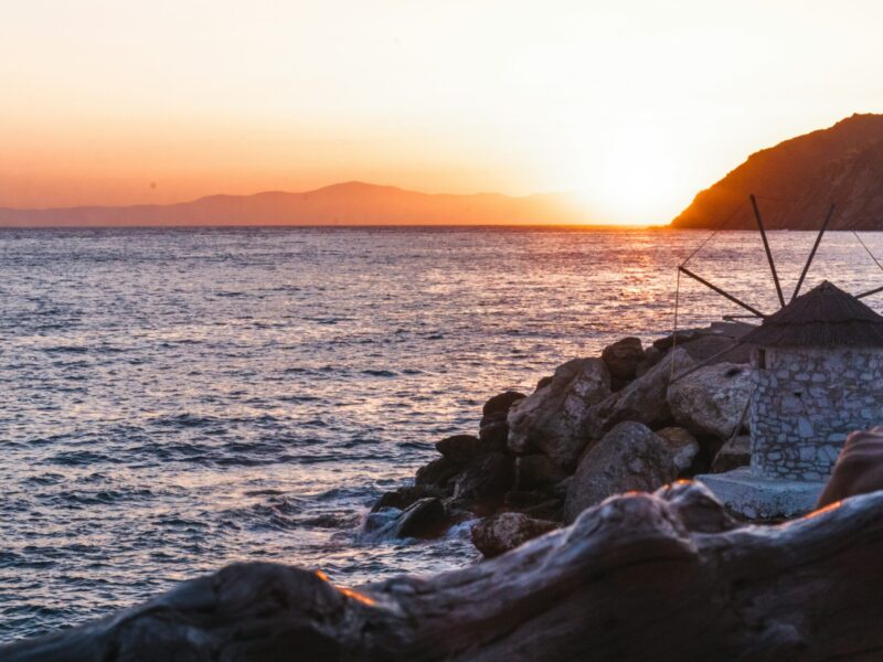 greece sunset windmill